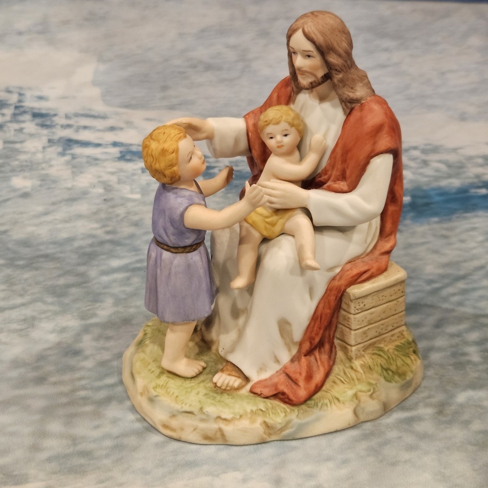 Homco Jesus Loves the Little Children Figurine 1996 #8827 Christian Statue Decor